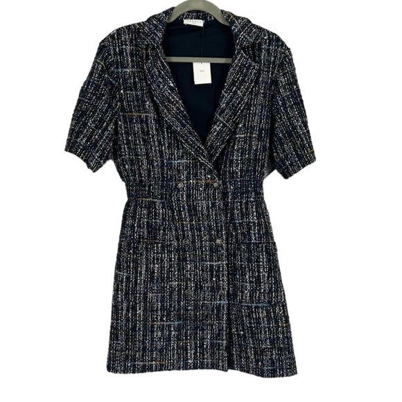 NWT Sandro Alizou Double-Breasted Bouclé-Tweed Mini Dress - Picture 2 of 9